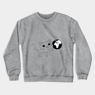 cat with globe Crewneck Sweatshirt